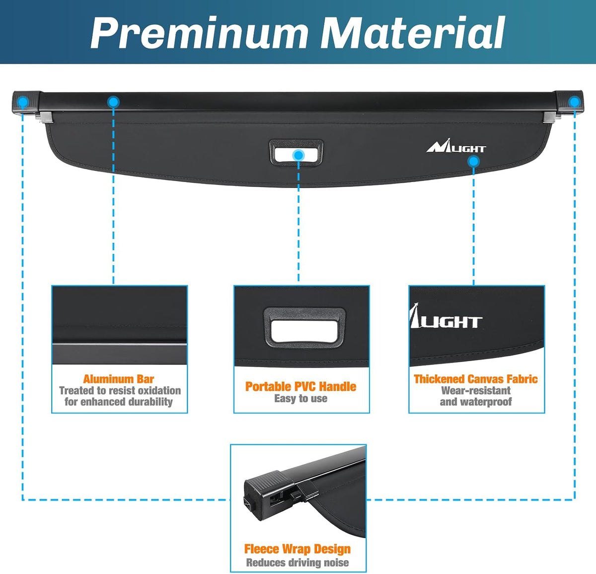 Trunk Cargo Cover Fit for Lincoln Nautilus 2024 2025 2026 | Retractable Security Shade, Includes Trunk Storage