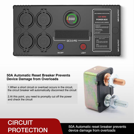 Mini Power Box 12V 24V DC Compact Design Distribution Box Plug & Play Multi Ports -2 Anderson, 3 USB, 3 USB-C, 4 Cig Sockets Perfect for Outdoors Camping Fishing RV 4Wd Caravans Emergency