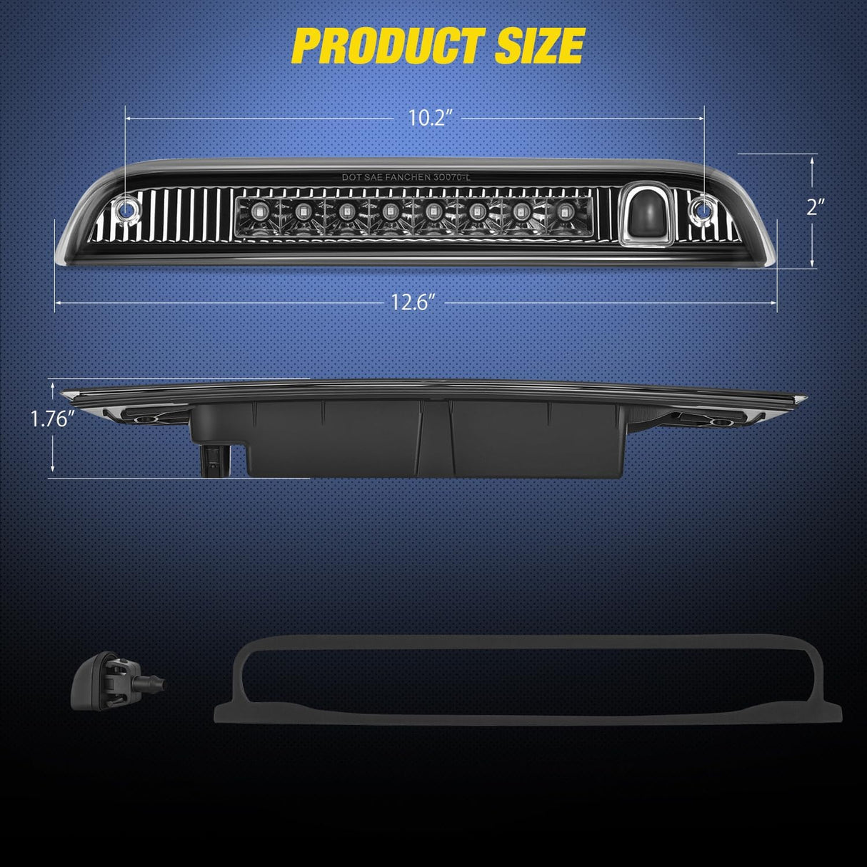 Third Brake Light Tail High Mount 3rd Stop Lights Smoked Lens Compatible with Jeep Patriot 2007 2008 2009 2010 2011 2012 2013 2014 2015 2016 2017 Van SUV Rear Center Cab Lamp