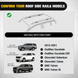 Roof Rack Cross Bars Fit for Chevrolet Chevy Tahoe Suburban GMC Yukon Cadillac Escalade 2015-2021, Adjustable Aluminum Less Wind Noise Car Crossbars for Cargo Carrier Luggage Box Kayak Tent