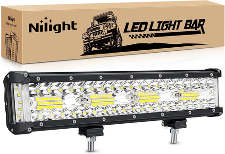 Side Shooter Light Bar 12Inch Triple Row Spot Flood Combo Work Off Road Lighting on Truck SUV ATV UTV