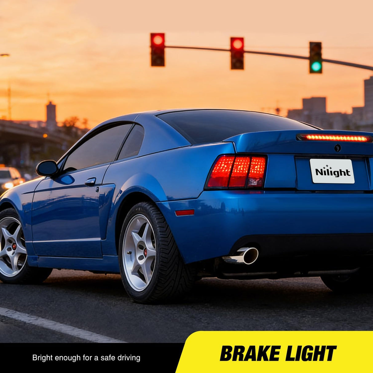 Third Brake Light for Ford Mustang 1999 2000 2001 2002 2003 2004 | for Ford Mustang 1999 2000 2001 2002 2003 2004, High Mount 3rd Stop LED Rear Cab Center Lamp Van SUV, Smoked Lens