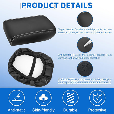 Center Console Cover Compatible with 2011-2019 Ford Explorer PVC Leather Armrest Cover for Car Middle Center Console Cushion Pad Waterproof Console Covers Car Armrest Box Cover Black