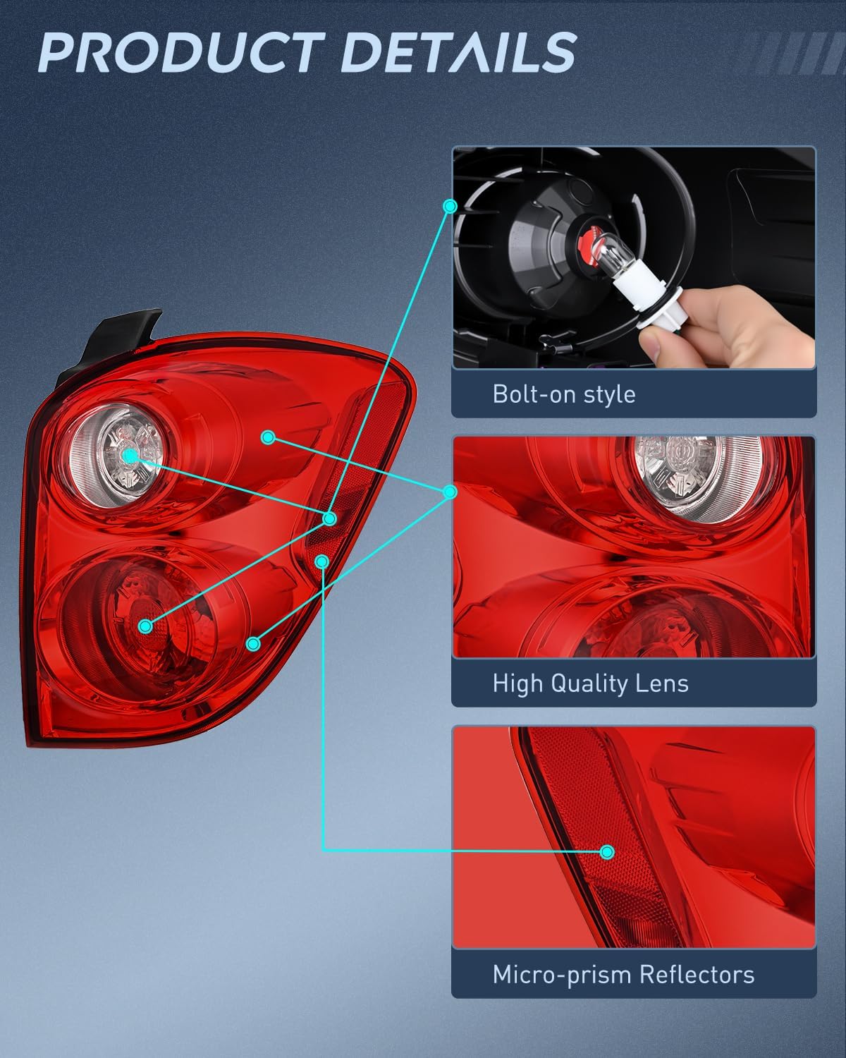 Taillight Assembly for 2010 2011 2012 2013 2014 2015 Chevy Equinox | Tail Light OE Style Rear Lamp Replacement Passenger Side