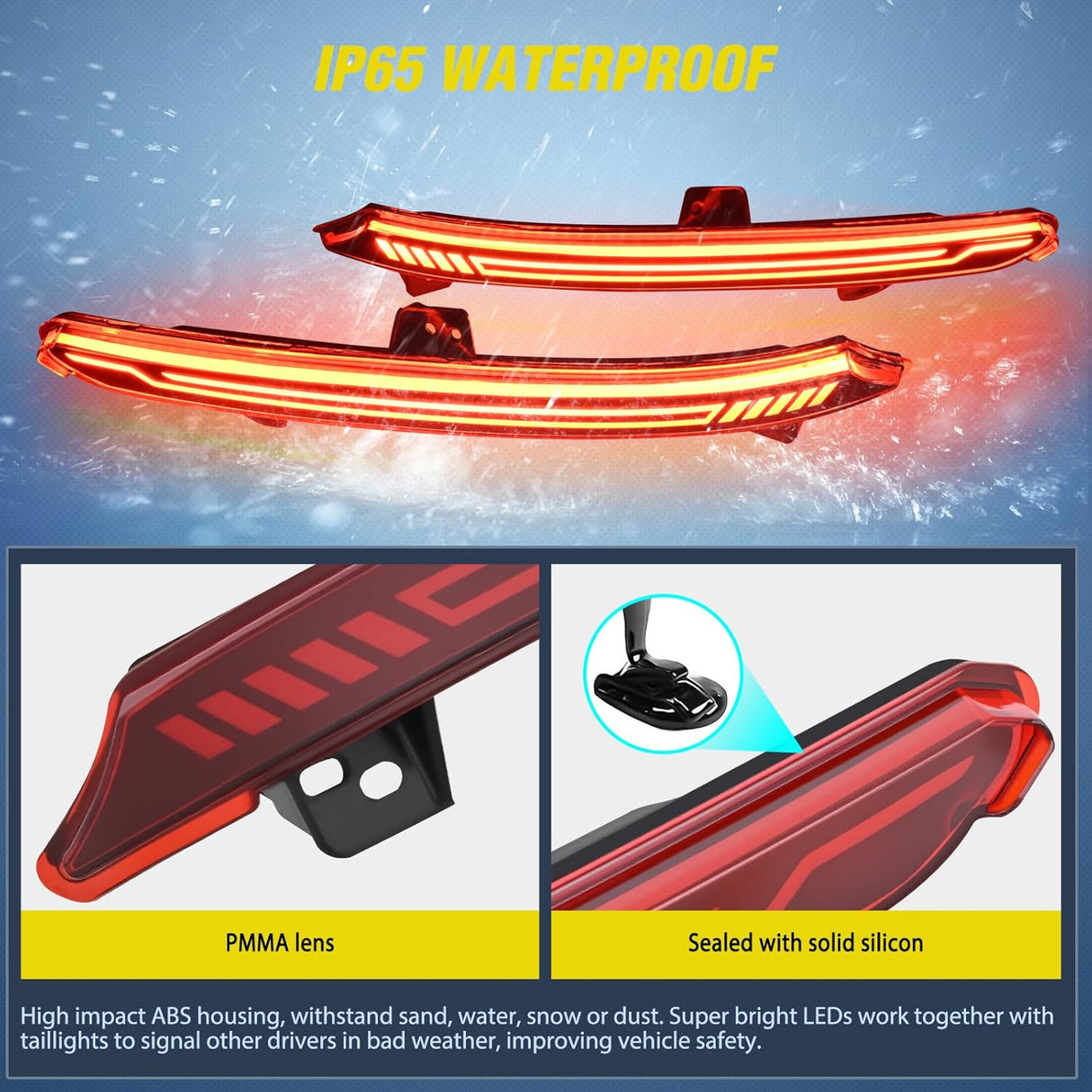 Rear Bumper Tail Light Compatible with 2018 2019 2020 2021 2022 Honda Accord 10th Red Lens LED Reflector Rear Bumper Lamps Brake Turn Signal Sequential Flashing Driving Taillights Replacement