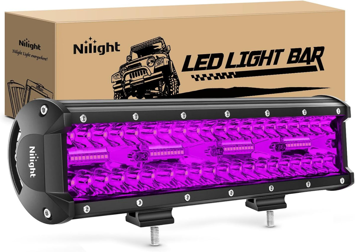 12 Inch LED Light Bar Purple Triple Row 240W Flood Spot Combo Off Road ...