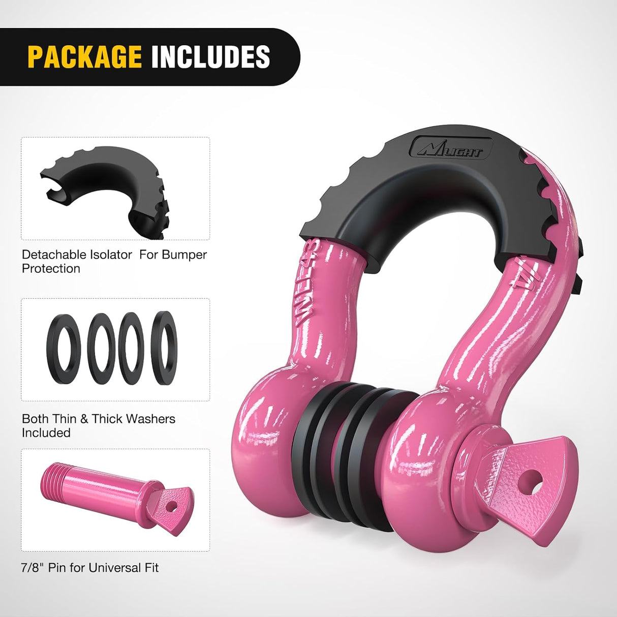 2 Pack 3/4 Inch D-Ring Shackle with 7/8 Inch Screw Pin 41,887lbs Break Strength, Heavy Duty Off Road Recovery Shackle with Isolators Washers for Use with Tow Strap, Winch, Off-Road Jeep Truck Vehicle