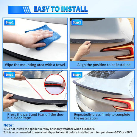 Spoiler Fit for Tesla Model 3 Highland 2024 Spoilers for Cars Rear Spoiler Wing Sporty Rear Trunk Lip Exterior Accessories No-Drill Installation ABS Carbon Fiber Pattern, Glossy Black