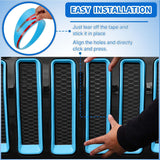 Grill Inserts fit for Jeep Wrangler Front Grille Inserts Headlight Cover Set for JL JLU Unlimited Sport SportS 2018 2019 2020 2021 2022 2023 Grille Bezels Trim Exterior Accessories Blue 9 Pcs