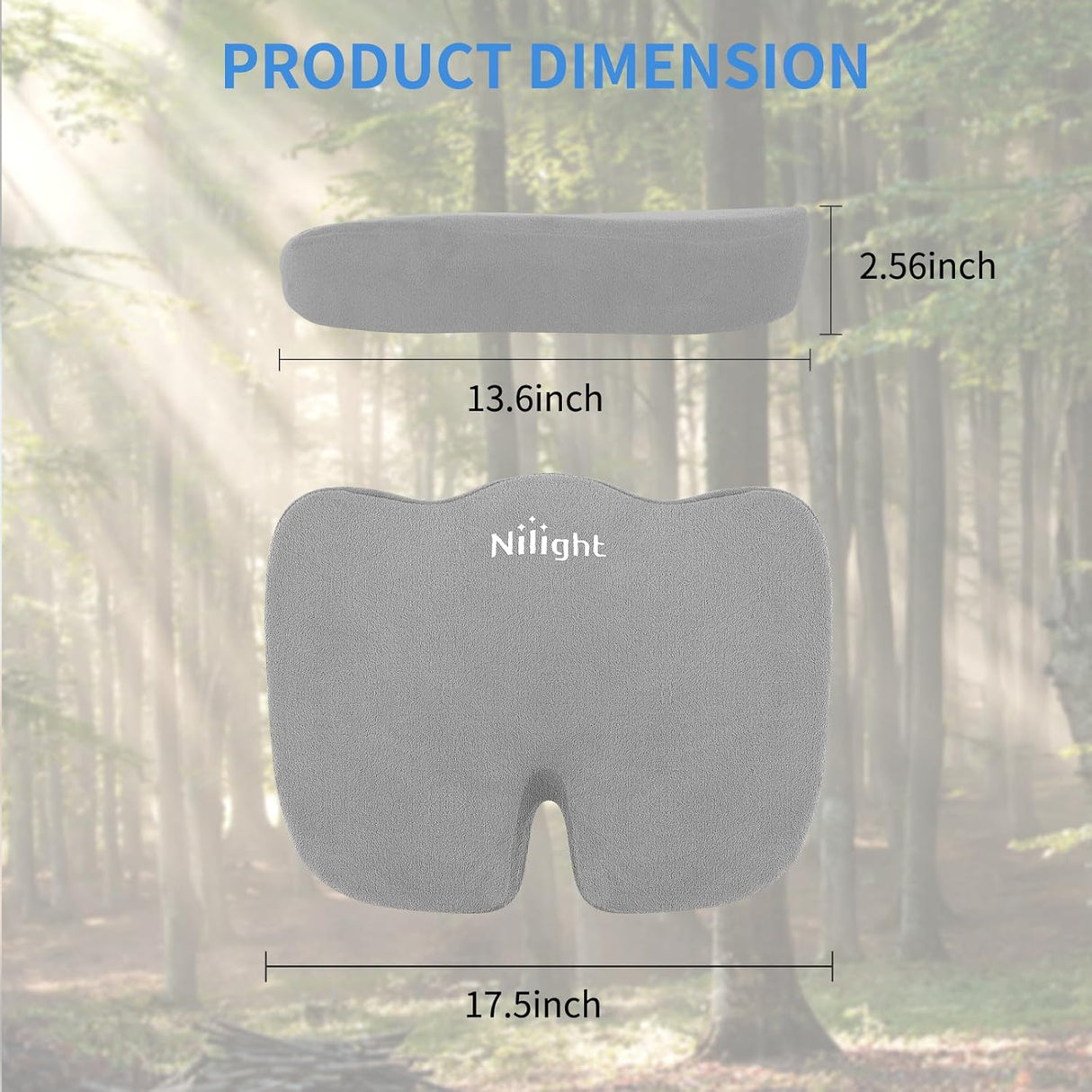 Car Seat Cushion Gray Velvet Gel Memory Foam Seats Soft and Comfortable Suitable for Daily Life and Driving Relieves Sciatica and Tailbone Pain Improves Drive Vision