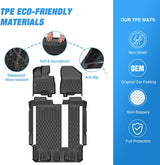 TPE Floor Mats for Toyota Sienna 8 Seats 2021 2022 2023 2024 2025 All Weather Custom Fit Heavy Duty Floor Liners