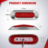 10PCS Red Oval Side Marker Lights 4 LED 3.7 Inch Clearance Lamp IP68 Waterproof DC 12-24V with Chrome Bezel Universal for Car Auto Truck Bus Trailer Boat Deck