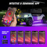 2PCS Golf Cart Underbody Lights Kit RGB Multi-Mode LED Neon Accent Lighting Lamp APP Remote Control Sound Active Music Sync IP67 Waterproof 12V-66V for EZGO Yamaha Club Car