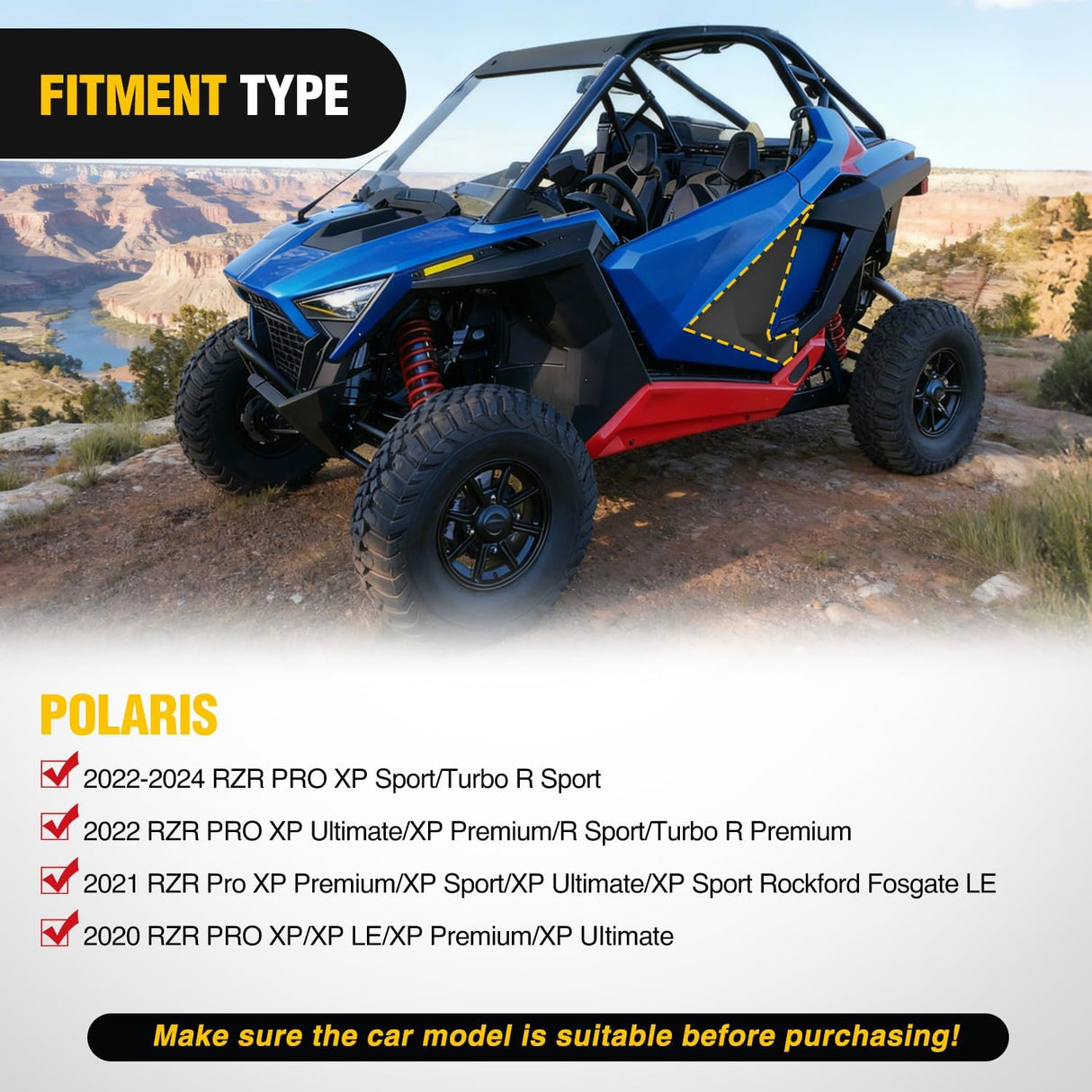 ATV&UTV Lower Door Closeoff Inserts Panels for Polaris RZR PRO XP/Pro R/Turbo R 2020-2026 Replace #2883765 (2 Door,Front Left & Right)