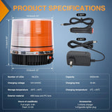 18LED Magnetic Beacon Light Amber White Wireless Rotating Powered Emergency Hazard Warning Safety Flashing Rooftop Led Strobe Lights for Car Truck Snow Plows Forklift Trailer Security Vehicles
