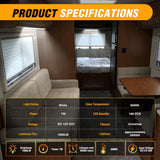 LED Interior Light Bar 6PCS 15.4 Inch Strip Lights White | 168 LEDs with 1600LM Output On Off Switch and 12V to 85V Compatibility for RV Camper Trailer Boat and Van
