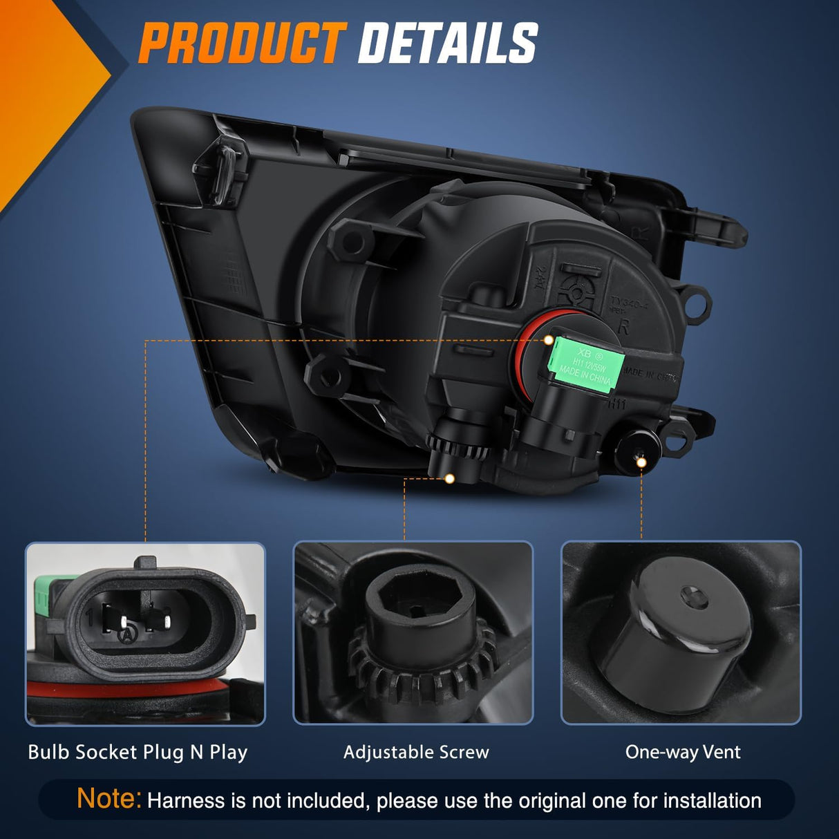 Fog Lights Assembly Compatible with 2012 2013 2014 2015 Toyota Tacoma Clear Lens Driver and Passenger Side H11 12V 55W Bulbs