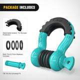2 Pack 3/4 Inch D-Ring Shackle with 7/8 Inch Screw Pin 41,887lbs Break Strength, Heavy Duty Off Road Recovery Shackle with Isolators Washers for Use with Tow Strap, Winch, Off-Road Jeep Truck Vehicle