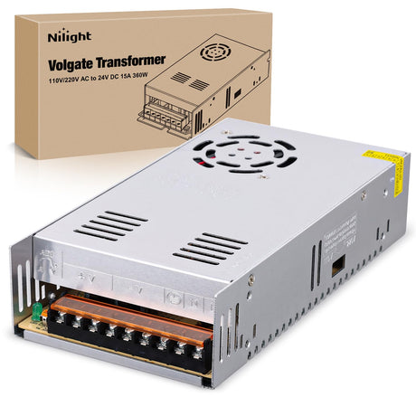 AC 110V/220V to DC 24V Voltage Converter 15A 360W Switching Power Supply Adapter Transformer Low Voltage Output LED Driver for LED Strip Light Radio CCTV Camera Security Video System