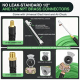 Heavy Duty Truck Tire Inflator Kit 3/8 in x 50 FT 300 PSI | Hybrid Air Hose with Universal Glad Hand and Air Chuck Lightweight Kink Resistant Semi Trailer Tractor Tire Inflation Hose