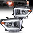 LED DRL Headlight Assembly Compatible with 2014 2015 2016 2017 2018 2019 2020 2021 Toyota Tundra Clean Lens Black Housing Amber Reflector Clear Lens Headlamps Replacement