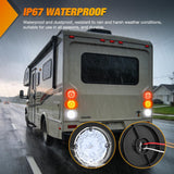 Tail Lights 2PCS 7Inch Round 47LED White Reflex Lens | IP67 Waterproof Marker Clearance Reverse Backup Running Taillights for Trailer Truck Pickup Camper RV Bus