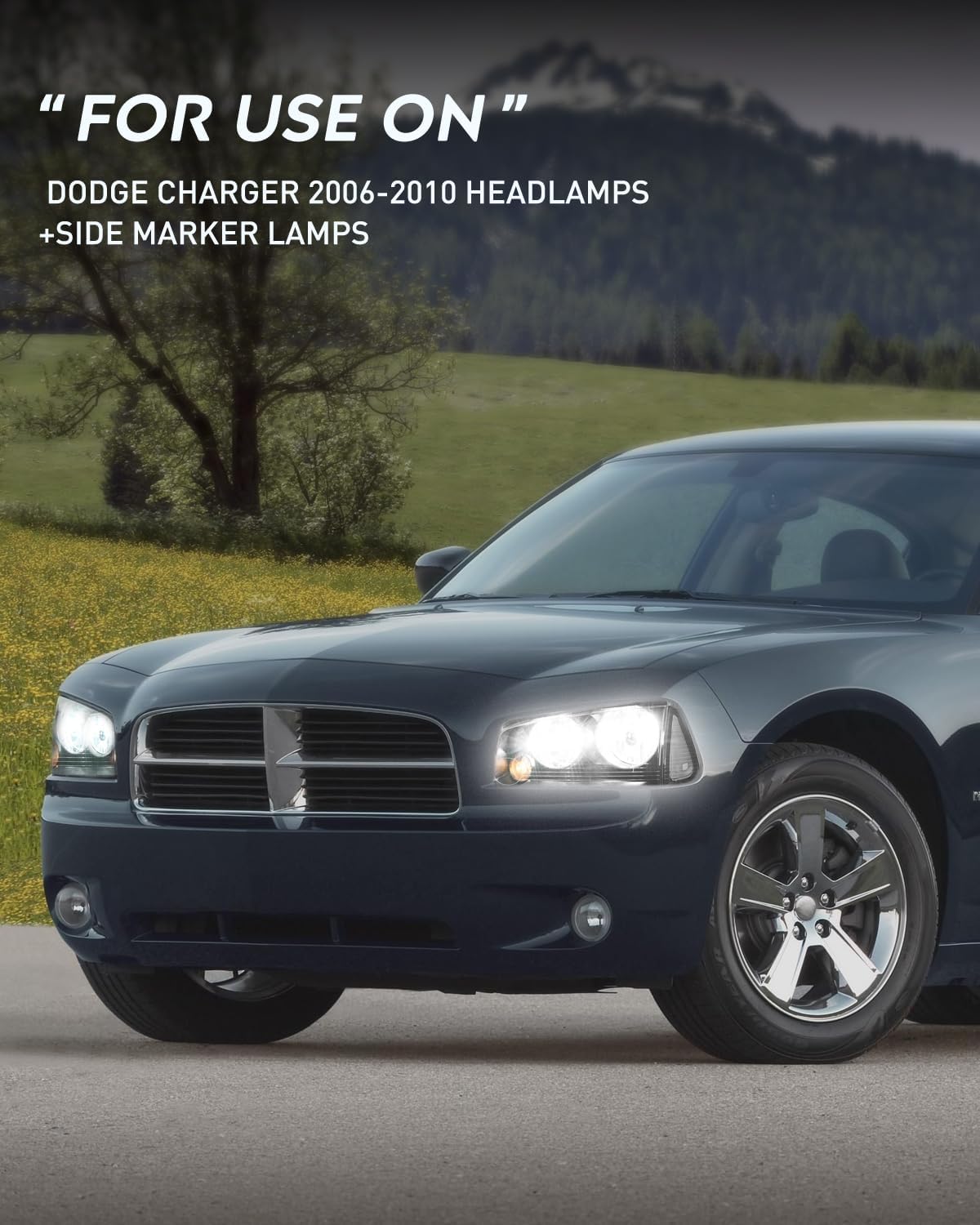 Headlight Assembly Compatible with 2006 2007 2008 2009 2010 Dodge Charger Black Housing Clear Reflector Lens Headlights Replacement Bumper Lamp Set Driver and Passenger Side