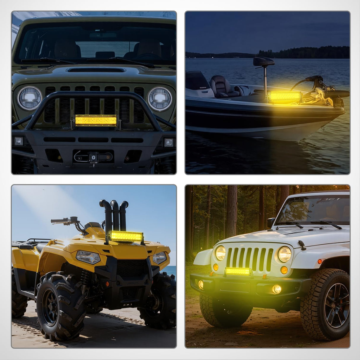 13.5 Inch Spot Flood Combo LED Light Bar Yellow Cover | Protective Durable Polycarbonate Lens, Waterproof Dustproof Scratch-Proof for Side-Mounted Bumper Off Road Driving Fog Lamp