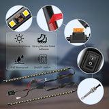 2pcs Under Hood Light Strip 42LED Waterproof Underhood Work Light with On/Off Switch Blade Fuse Engine Bay Repair Light White 12V for Car Truck SUV