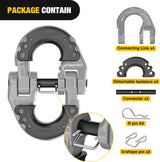 Safety Chain Connector Link, 1/2In Tow Hitch Hammerlock Coupling Link, 2 Pcs Forged Steel Tow Chain Connector for Chain Link/Recovery Rope Link/Shackle, 12000 lbs Load Limit, Grey