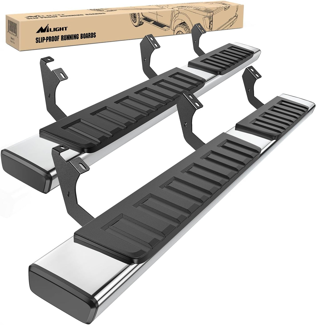 Running Boards for Toyota Tacoma 2005-2023 Double Cab | for 2 Full-Size Door & 2 Half-Size Door 6 Inch Side Step Nerf Bars Stainless Steel