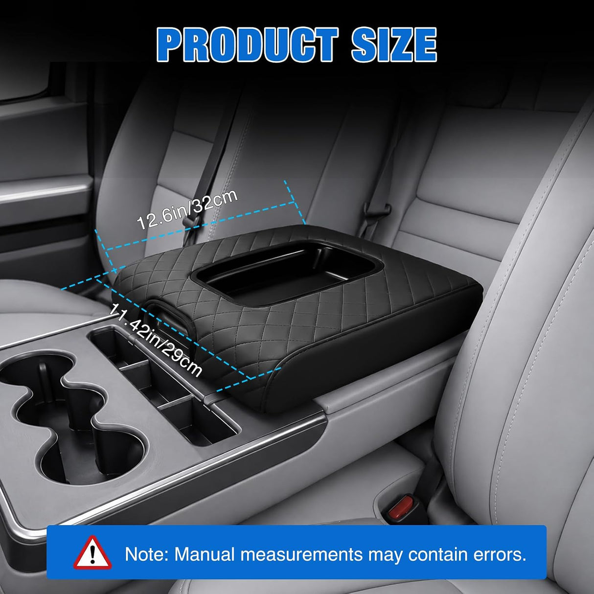 Center Console Cover Fit for Chevy GMC Silverado Sierra 2014-2018 | for Silverado Sierra 2014 15 16 17 2018 Jump Seat Accessories Middle Armrest Cover for Car Waterproof Nappa Leather, Black