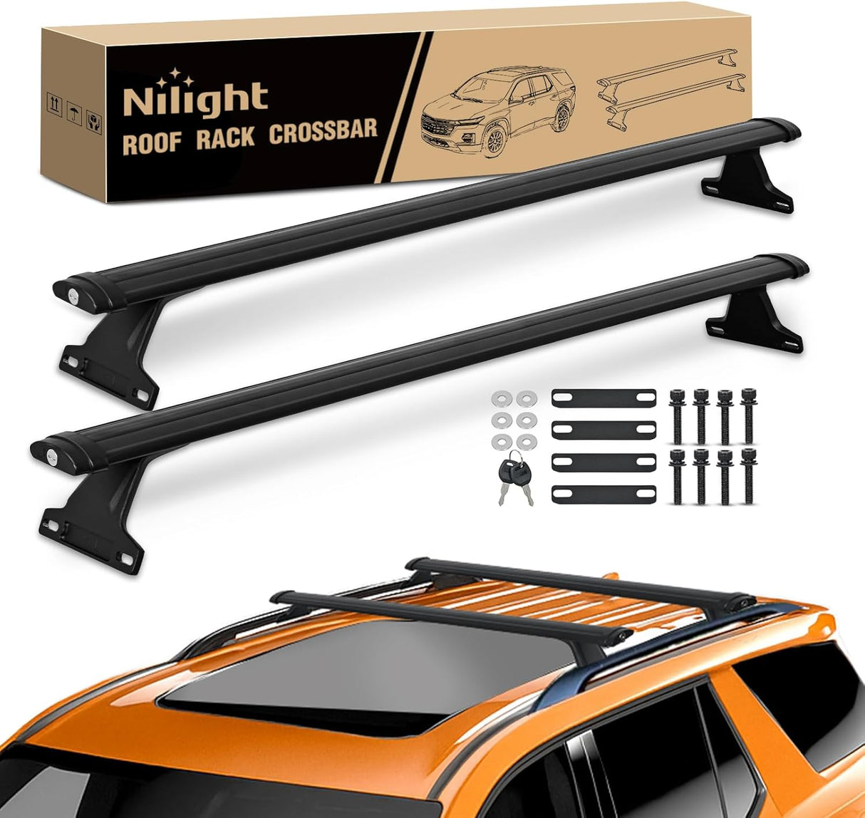 Roof Rack Cross Bars Compatible with Chevrolet Chevy Traverse 2022 2023 2024 with Side Rails, Adjustable Aluminum Less Wind Noise Car Crossbars for Cargo Carrier Luggage Kayak Tent Snowboard