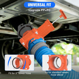 RV Sewer Valve, Camper Black Tank Gate Valve with 4 Bayonet Prongs Clear Adapter Leakproof Cap Double Odor-Tight Sealing Ring Twist On Waste Valve for RV Sewer Hose Fittings Replacement Orange