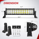 13.5 Inch 72 W LED Light Bar with Yellow Black Covers | Spot Flood Combo Lighting for Off Road Driving Fog Lamp on Motorcycle Van Camper Pickup Golf Cart ATV UTV SUV Truck Boat 4x4