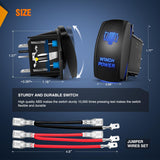 Winch Power Rocker Switch Led Light Bar 5 Pin Laser On Off SPST Switches 20A/12V 10A/24V Blue with Jumper Wires Set for Cars Trucks Boats ATVs UTVs RVs