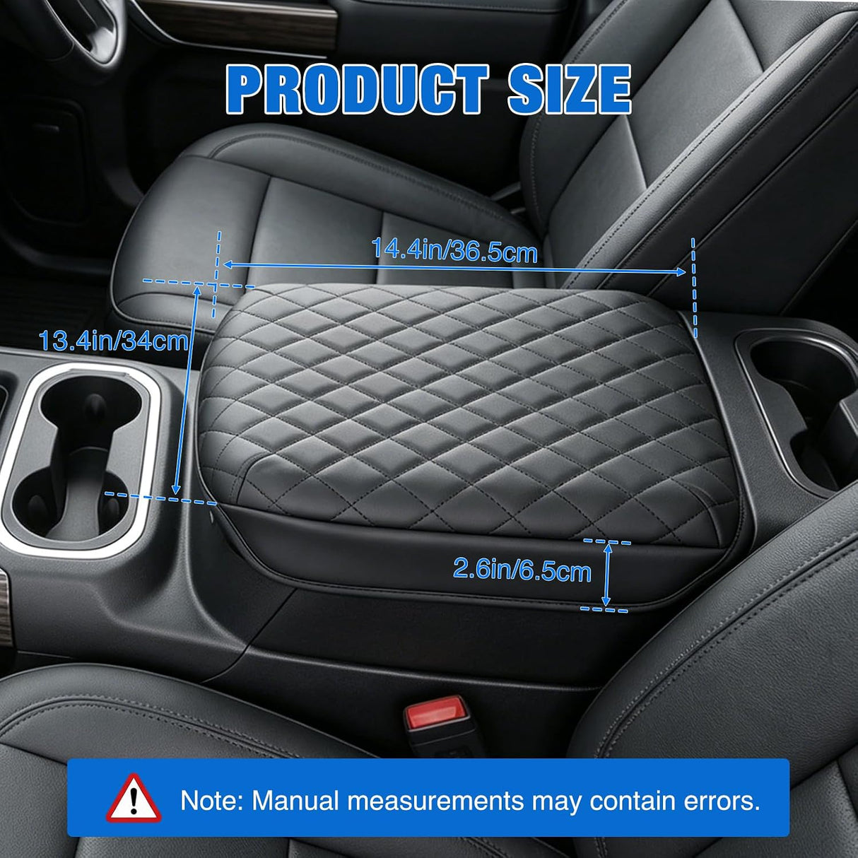 Center Console Cover Fit for Chevy GMC Silverado Sierra 2019-2026 | for Tahoe Yukon Suburban 2021-2026 Bucket Seat Accessories Middle Armrest Cover for Car Waterproof Leather Arm Rest Cushion