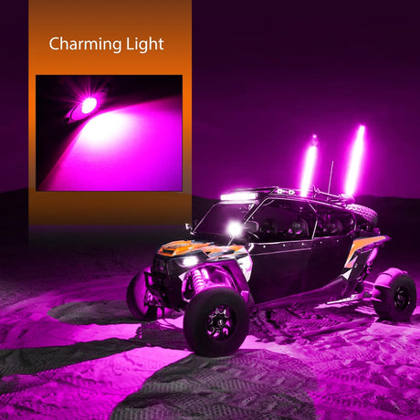 LED Rock Light 6PCS Pink Purple Underglow Wheel Well Fender Pods Waterproof Exterior Underbody Roof Rack Side Lamps for 12V 24V Car Truck Pickups ATV UTV SUV Motorcycle Boat