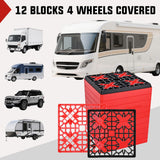 RV Leveling Blocks 12 Pack Interlocking Design Stabilizer Block Anti-Slip Rubber Covers Customizable Height with Carrying Bag for Rv Camper Travel Trailer