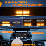 8PCS Led Strobe Lights with Controller 12V 24V Sync Feature Amber Strobe Light 12 LED Surface Mount Emergency Hazard Warning Lights with Strobe Controller for Vehicle Car Truck RV ATV