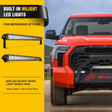 Bull Bar with Light Bar&License Plate Hole Compatible with Toyota Tundra 2022 2023 2024 Truck Brush Guard, Front Bumper Push Bar w/Grille Skid Plate Light Mount