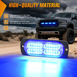 4PCS 24LED Emergency Strobe lights 12V 24V Blue Surface Mount Grille Hazard Safety Warning Light Sync Feature Side Flashing Marker Flash for Car Truck Campers
