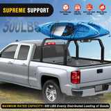 Adjustable 27-30 Inch High Truck Ladder Bed Rack Compatible with Tacoma/Tundra/Ram 1500/ Silverado/Sierra 1500/ F150/ Gladiator JT/Titan/Frontier/Colorado/Canyon/Ranger with 2 LED Lights