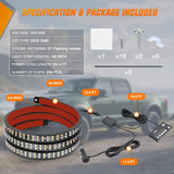 49 Inch Emergency Strobe Light Strips with Controller, 288LED Flashing Warning Hazard Safety Rear Window Tailgate Lights for Truck Trailer Construction Plow Pickup SUV Vehicle, Amber White