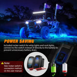 RGB LED Whip Light 2PCS 3FT with 6 Rock Lights Combo | APP and Remote Control with DIY Chasing Patterns Turn Signal Brake Reverse Functions and Spring Base for ATV UTV Jeep