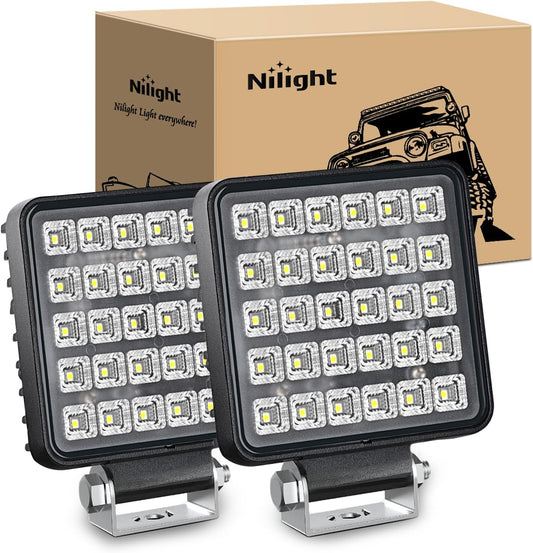 4.3" 60W Square Flood Toggle Switch LED Work Lights (Pair) Nilight