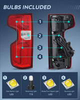 Taillight Assembly for 2019 2020 2021 2022 2023 Chevy Silverado1500 | 2020 2021 2022 2023 Silverado 2500HD 3500HD LED Tail Light Rear Lamp Replacement Driver and Passenger Side