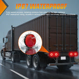 Trailer Tail Lights 2PCS 4Inch Round 32LED Red Halo Chrome | Plated Frame Grommet IP67 Waterproof Marker Clearance Stop Brake Turn Running Taillights for Trailer Truck Pickup Camper RV