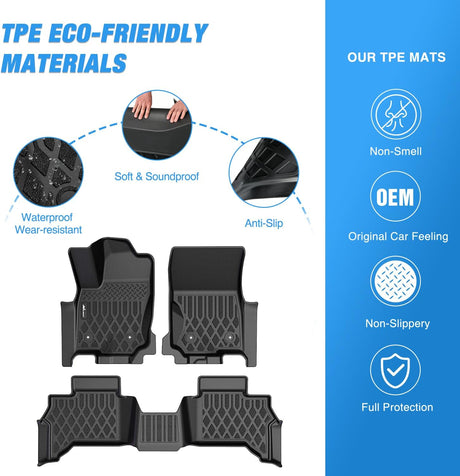 TPE Floor Mats for Toyota 4Runner 5 Seats 2025 2026 (Not for Hybrid) All Weather Custom Fit Heavy Duty Floor Liners