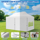 10x20 Pop Up Canopy Tent with Sidewalls Instant Outdoor Canopy, Waterproof & UV Protection, Easy Setup Adjustable Height Heavy Duty Shelter Gazebo Tent for Patio Backyard Party Events, White